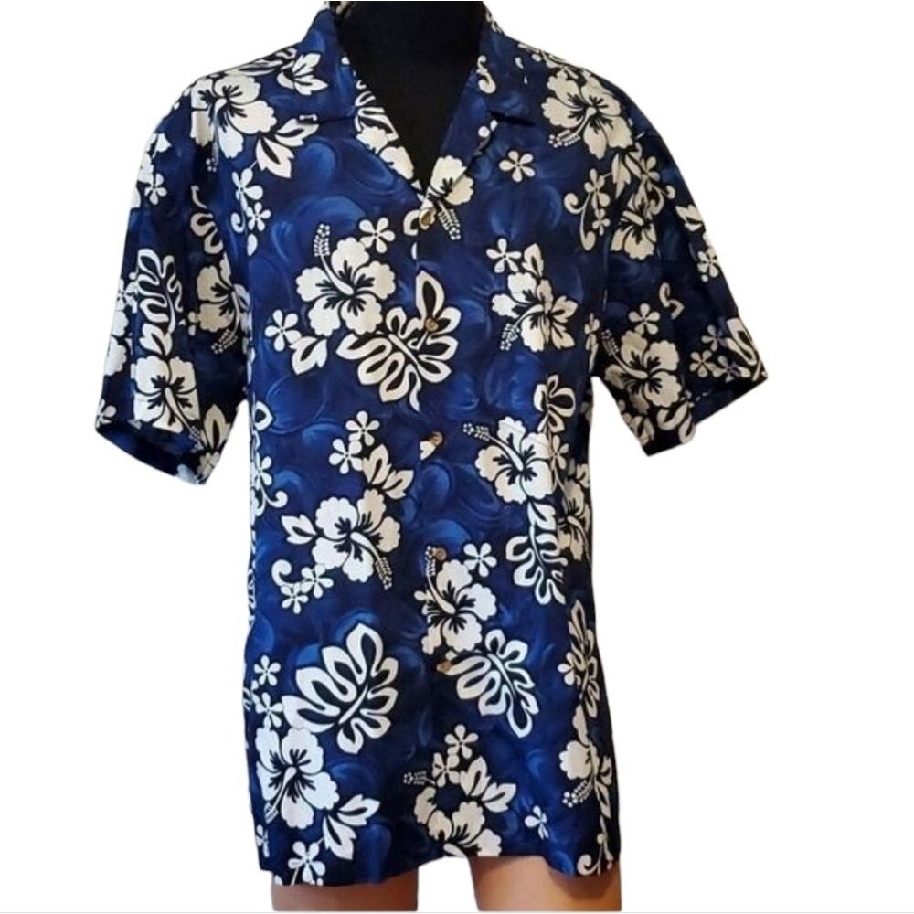 Jade Fashions men's blue floral Hawaiian shirt XXL